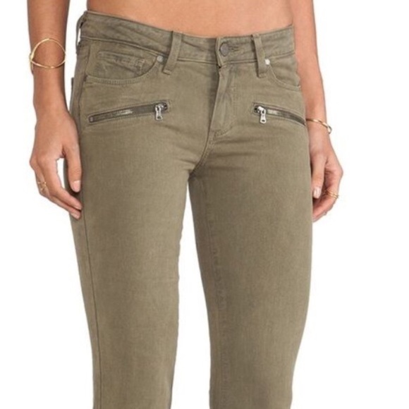 PAIGE Denim - Paige Indigo Zip Olive Green Jeans Size 26